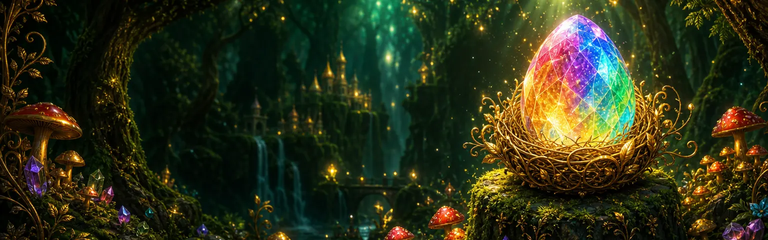 The Jackpot Nest — a crystal egg of fortune in a golden nest