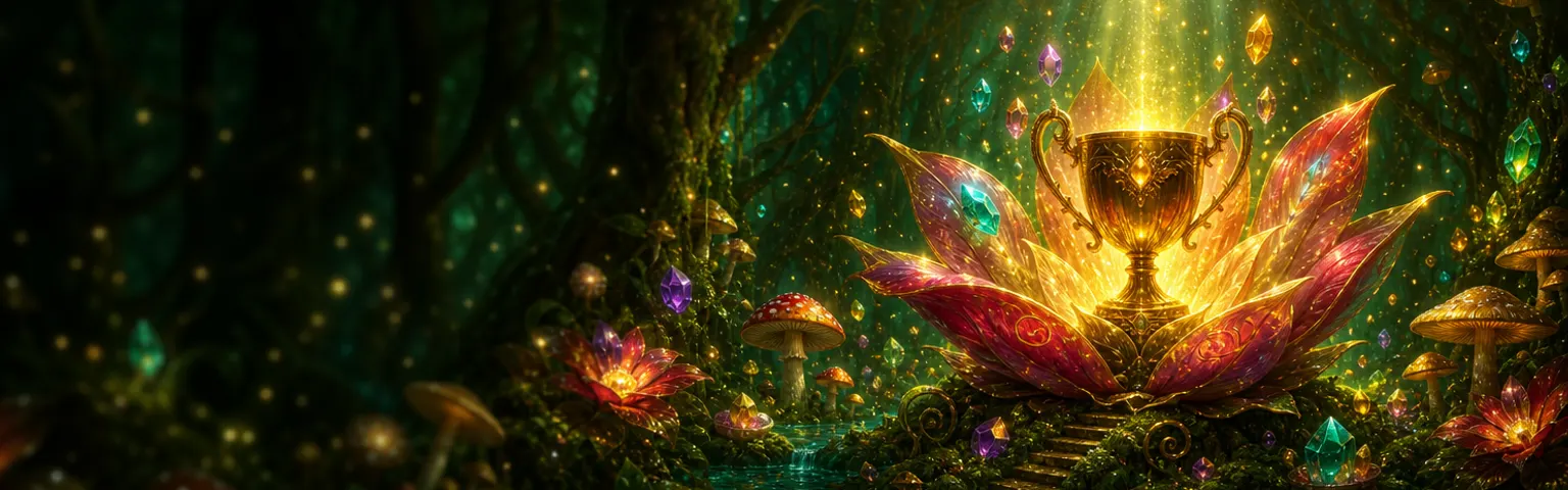 Magic Bloom slot tournament — a giant flower blooming over the forest